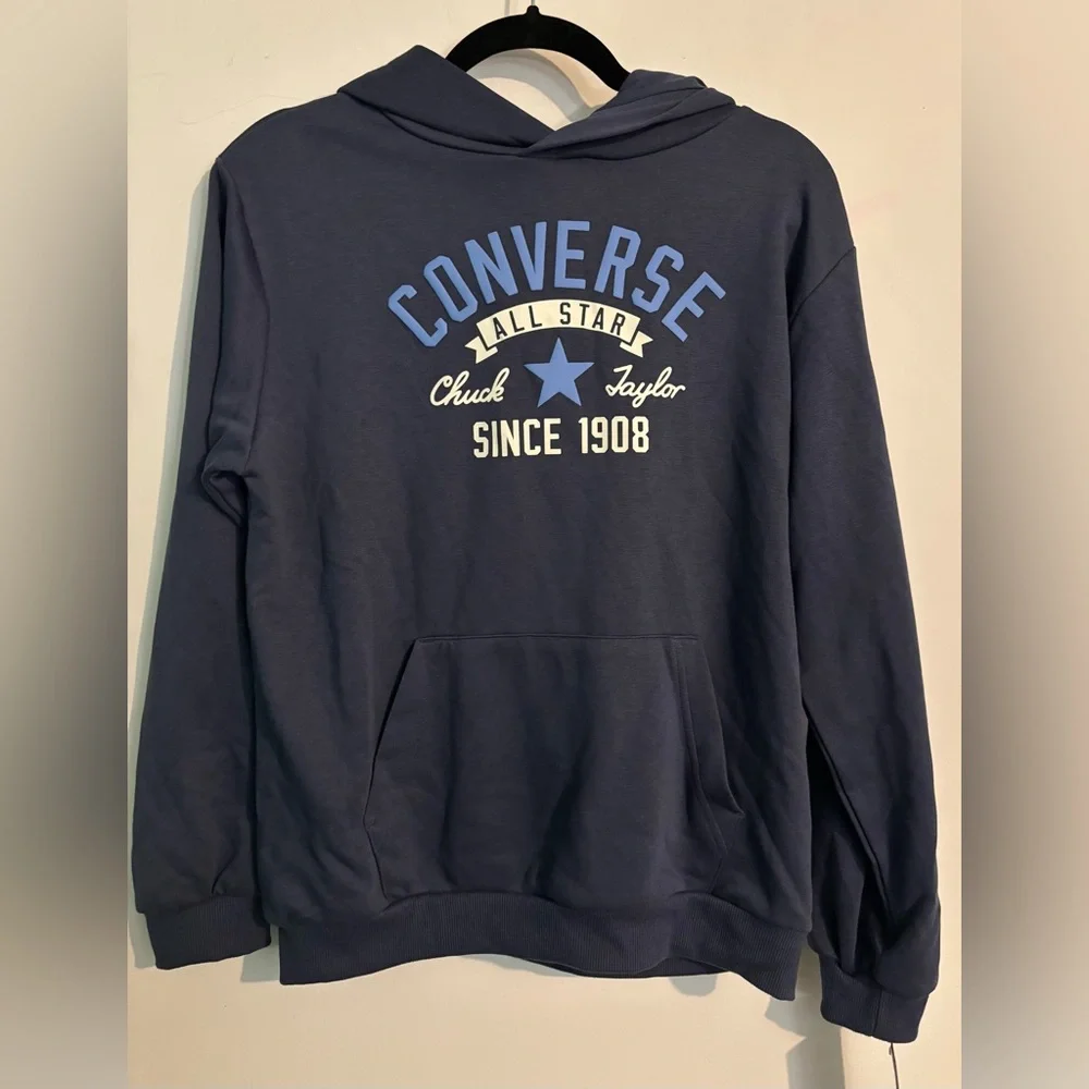 Converse Boys XL Blue Logo Hoody NWT Casual‎ Front Pocket Cotton Blend Hoodie